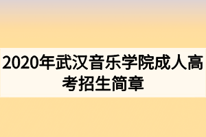 2020年武汉音乐学院成人高考招生简章