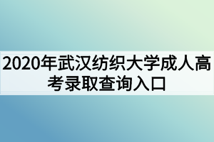 2020年武汉纺织大学成人高考录取查询入口