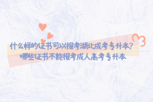 什么样的证书可以报考湖北成考专升本？哪些证书不能报考成人高考专升本
