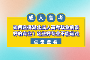 如何选择湖北成人高考就业前景好的专业？这些好专业不能错过