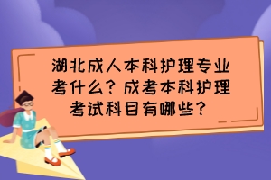 湖北成人本科护理专业考什么？成考本科护理考试科目有哪些？