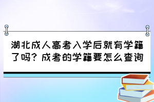 湖北成人高考入学后就有学籍了吗？成考的学籍要怎么查询？