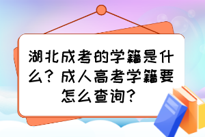 湖北成考的学籍是什么？成人高考学籍要怎么查询？