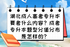 湖北成人高考专升本要考什么内容？成考专升本题型分值分布是怎样的？