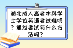 湖北成人高考本科学士学位英语考试难吗？通过