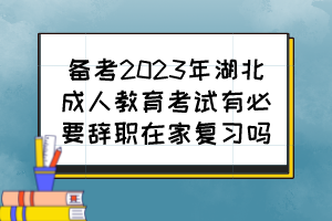 备考2023年湖北成人教育考试有必要辞职在家复习吗？