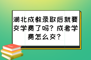 湖北成教录取后就要交学费了吗？成考学费怎么交？