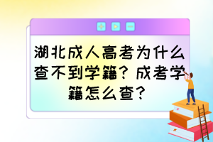 湖北成人高考为什么查不到学籍？成考学籍怎么查？