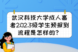 武汉科技大学成人高考2023级学生预报到流程是怎样的？