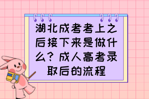 湖北成考考上之后接下来是做什么？成人高考录取后的流程