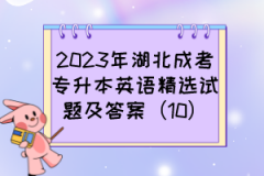 2023年湖北成考专升本英语精选试题及答案（10）