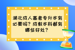 湖北成人高考专升本有必要吗？成教本科都有哪些好处？