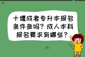 十堰成考专升本报名条件多吗？成人本科报名要求有哪些？