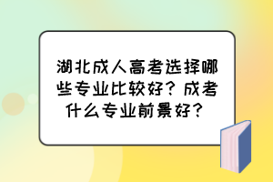 湖北成人高考选择哪些专业比较好？成考什么专业前景好？