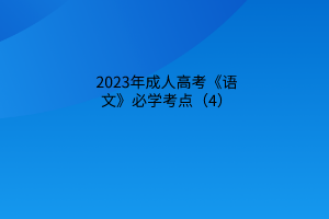 2023年成人高考《语文》必学考点（4）