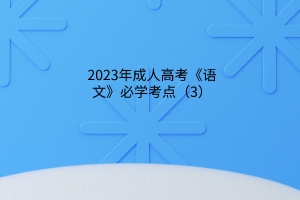 2023年成人高考《语文》必学考点（3）