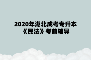 2020年湖北成考专升本《民法》考前辅导