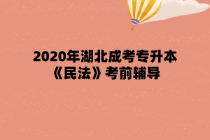 2020年湖北成考专升本《民法》考前辅导