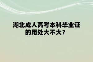 湖北成人高考本科毕业证的用处大不大？