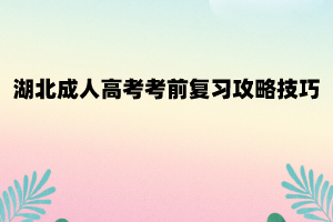 湖北成人高考考前复习攻略技巧