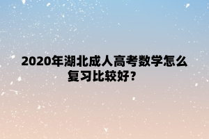 2020年湖北成人高考数学怎么复习比较好？