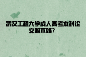 武汉工程大学成人高考本科论文难不难？
