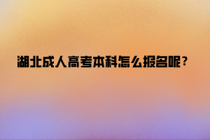 湖北成人高考本科怎么报名呢？