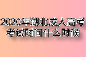 2020年湖北成人高考考试时间什么时候？