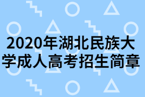 2020年湖北民族大学成人高考招生简章