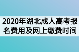 2020年湖北成人高考报名费用及网上缴费时间