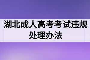 湖北成人高考考试违规处理办法