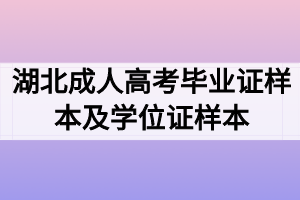 湖北成人高考毕业证样本及学位证样本