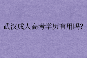 武汉成人高考学历有用吗？
