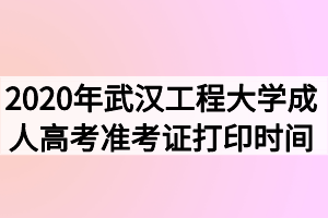 2020年武汉工程大学成人高考准考证打印时间及打印入口