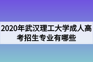 2020年武汉理工大学成人高考招生专业有哪些?
