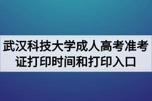 2020年武汉科技大学成人高考准考证打印时间和打印入口