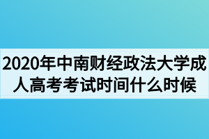 2020年中南财经政法大学成人高考考试时间什么时候？