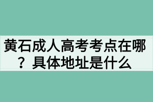 黄石成人高考考点在哪？具体地址是什么