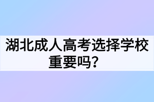 湖北成人高考选择学校重要吗？