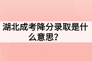 湖北成考降分录取是什么意思？降分录取的条件是什么