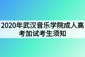 2020年武汉音乐学院成人高考加试考生须知