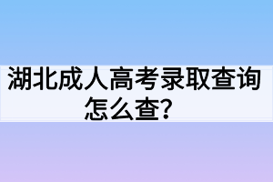 湖北成人高考录取查询怎么查？