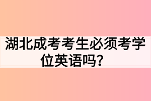 湖北成考考生必须考学位英语吗？