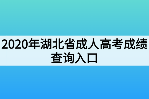 2020年湖北省成人高考成绩查询入口：湖北省教育考试院