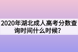 2020年湖北成人高考分数查询时间什么时候？