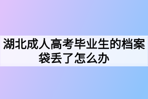 湖北成人高考毕业生的档案袋丢了怎么办？