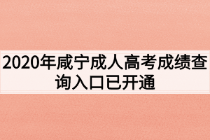 2020年咸宁成人高考成绩查询入口已开通
