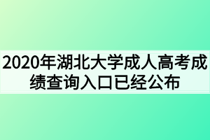 2020年湖北大学成人高考成绩查询入口已经公布