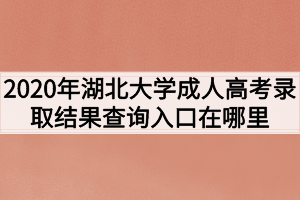 2020年湖北大学成人高考录取结果查询入口在哪里