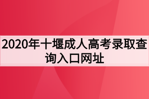 2020年十堰成人高考录取查询入口网址